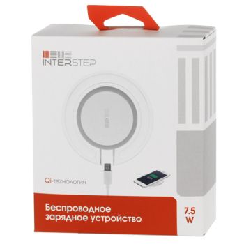 Беспроводное зарядное устройство InterStep QI 7,5W White/Blue Stripe
